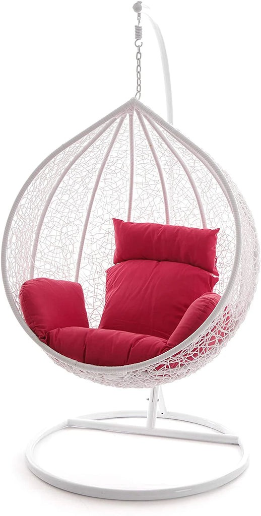 Virasat Single Seater Hanging Swing With Stand For Balcony, Garden Swing (White)-VIRASAT FURNITURE & FURNISHING