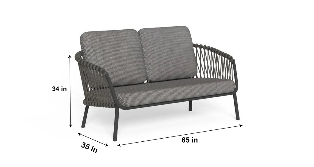 Virasat Outdoor Sofa Set 2 Seater, 2 Single Seater and 1 Center Table Set (Black + Grey) Braided & Rope-VIRASAT FURNITURE & FURNISHING