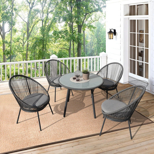 Virasat Outdoor Patio Seating Set 4 Chairs and 1 Table Set (Grey)-VIRASAT FURNITURE & FURNISHING