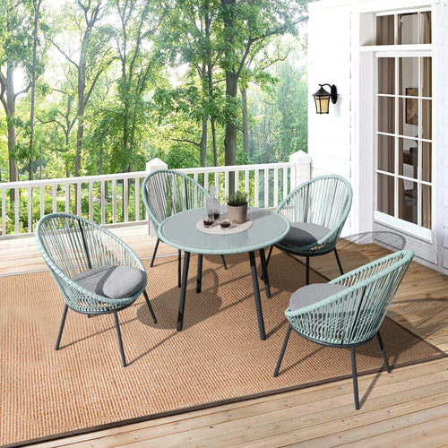 Virasat Outdoor Patio Seating Set 4 Chairs and 1 Table Set (Turquoise)-VIRASAT FURNITURE & FURNISHING