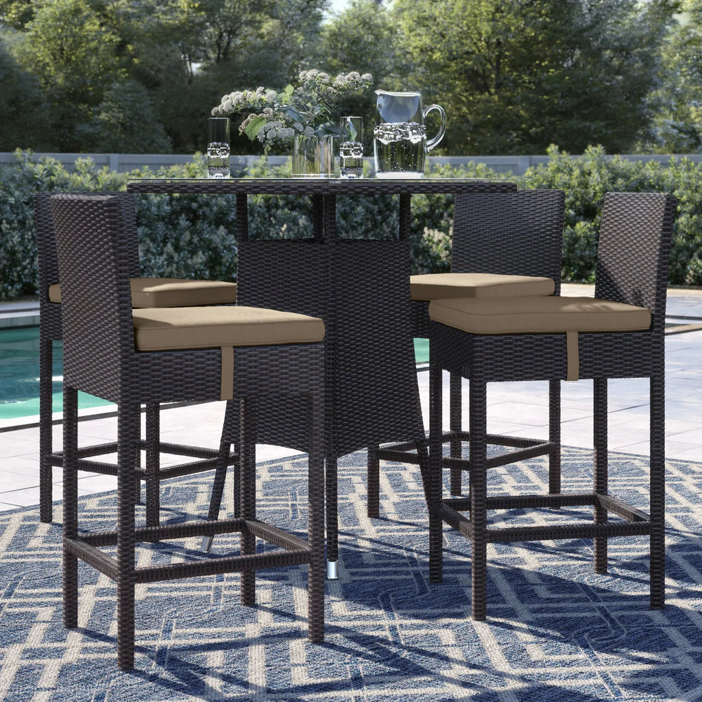 Virasat Outdoor Patio Bar Sets 4 Chairs and 1 Table (Dark Brown)-VIRASAT FURNITURE & FURNISHING