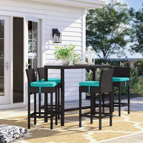 Virasat Outdoor Patio Bar Sets 4 Chairs and 1 Table (Dark Brown)-VIRASAT FURNITURE & FURNISHING