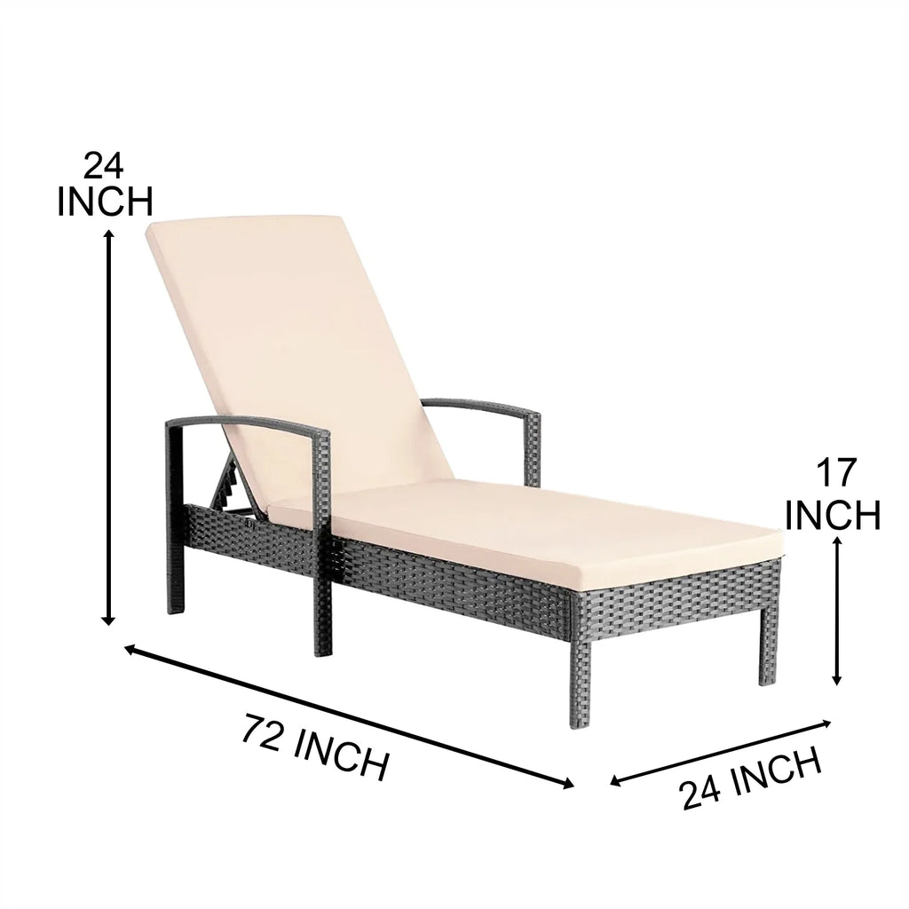 Virasat Outdoor Swimming Poolside Lounger Black-VIRASAT FURNITURE & FURNISHING
