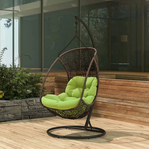 Virasat Single Seater Hanging Swing With Stand For Balcony, Garden Swing (Dark Brown)-VIRASAT FURNITURE & FURNISHING