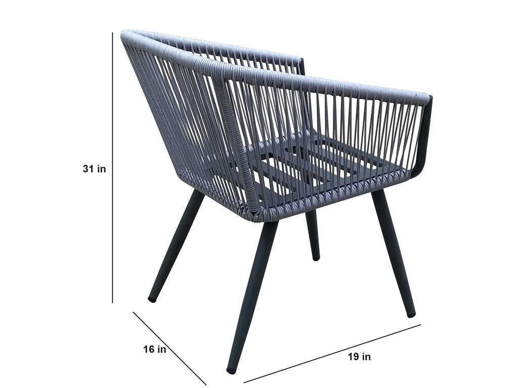 Virasat Outdoor Patio Seating Set 2 Chairs and 1 Table Set (Grey) Braided & Rope-VIRASAT FURNITURE & FURNISHING