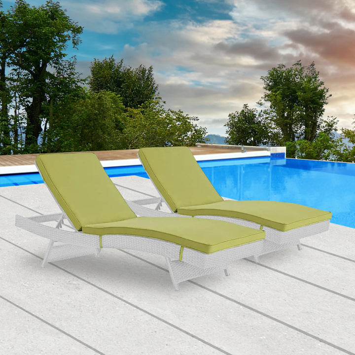 Virasat Marcela Outdoor Swimming Poolside Lounger Set of 2 (White & Green)