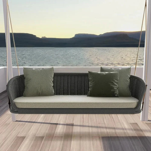 Virasat Double Seater Hanging Swing Without Stand For Balcony, Garden Swing (Dark Grey) Braided & Rope-VIRASAT FURNITURE & FURNISHING