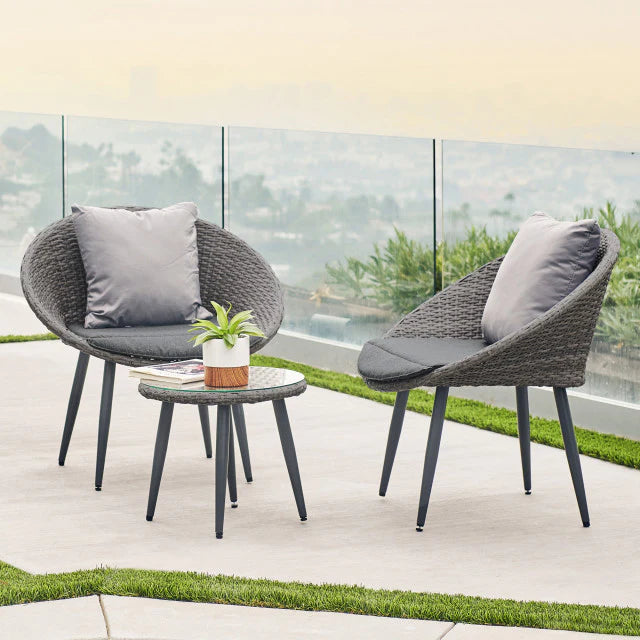 Virasat Cindy Outdoor Patio Seating Set 2 Chairs and 1 Table Set (Grey)