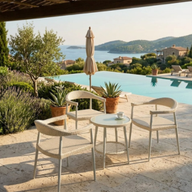 Virasat Outdoor Patio Seating Set 3 Chairs and 1 Table Set (Cream)