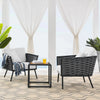 VIRASAT FURNITURE Outdoor Rope 3-Piece Patio Set With Wooden Top Table