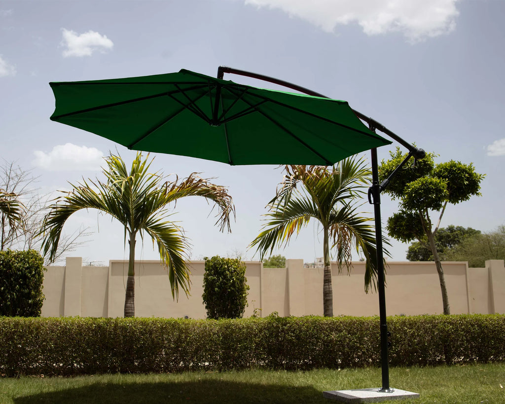 Virasat Luxury Side Pole Garden Umbrella With Stand (Round, Green)-VIRASAT FURNITURE & FURNISHING