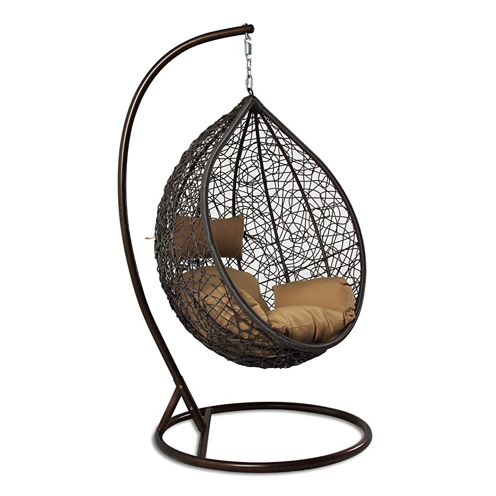 Virasat Single Seater Hanging Swing With Stand For Balcony, Garden Swing (Black)-VIRASAT FURNITURE & FURNISHING