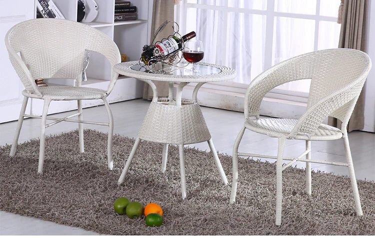 Virasat Outdoor Patio Seating Set 2 Chairs and 1 Table Set (White)-VIRASAT FURNITURE & FURNISHING