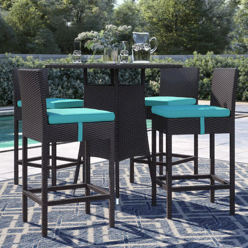 Virasat Outdoor Patio Bar Sets 4 Chairs and 1 Table (Dark Brown)-VIRASAT FURNITURE & FURNISHING