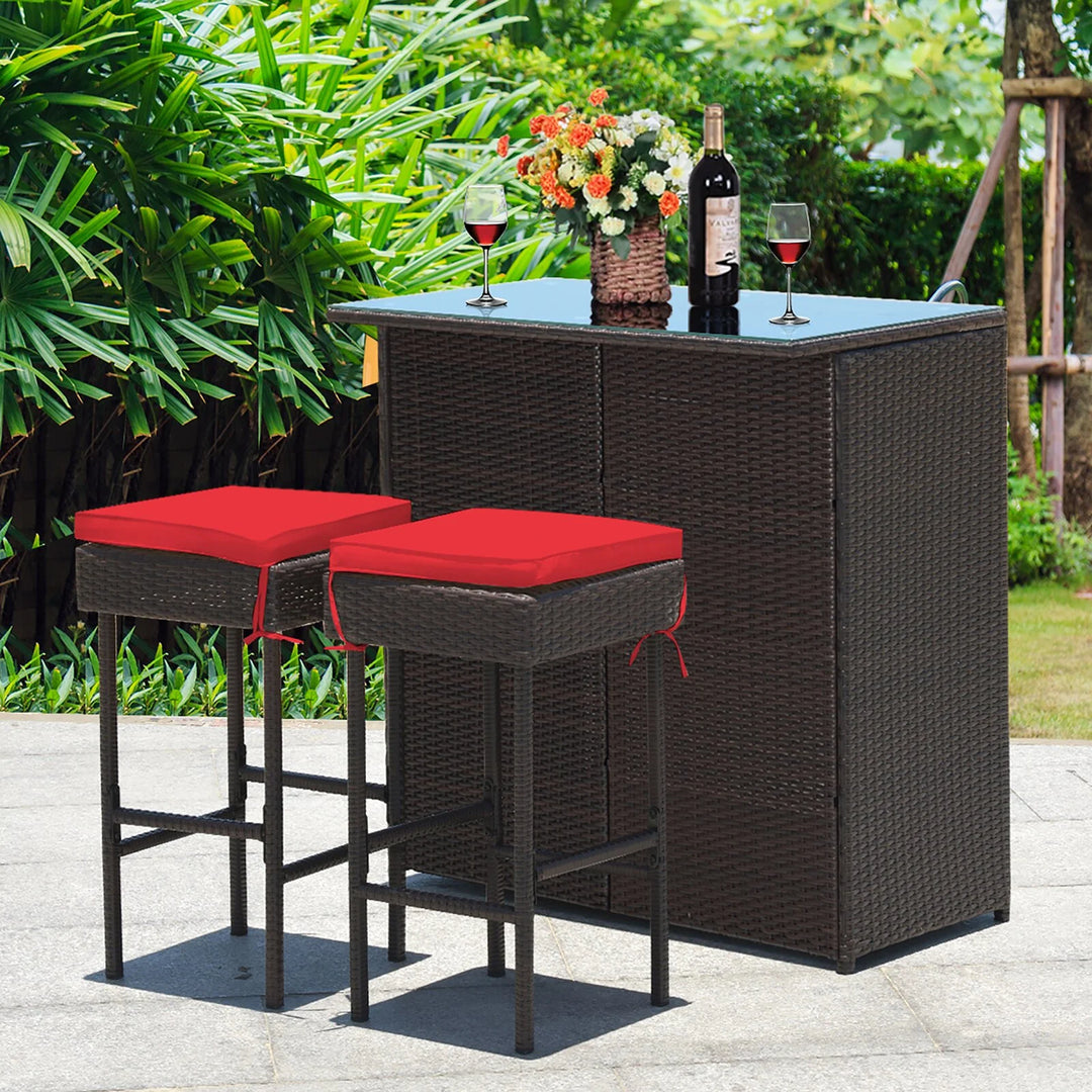 Virasat Massimo Outdoor Patio Bar Sets 2 Chairs and 1 Table (Dark Brown)