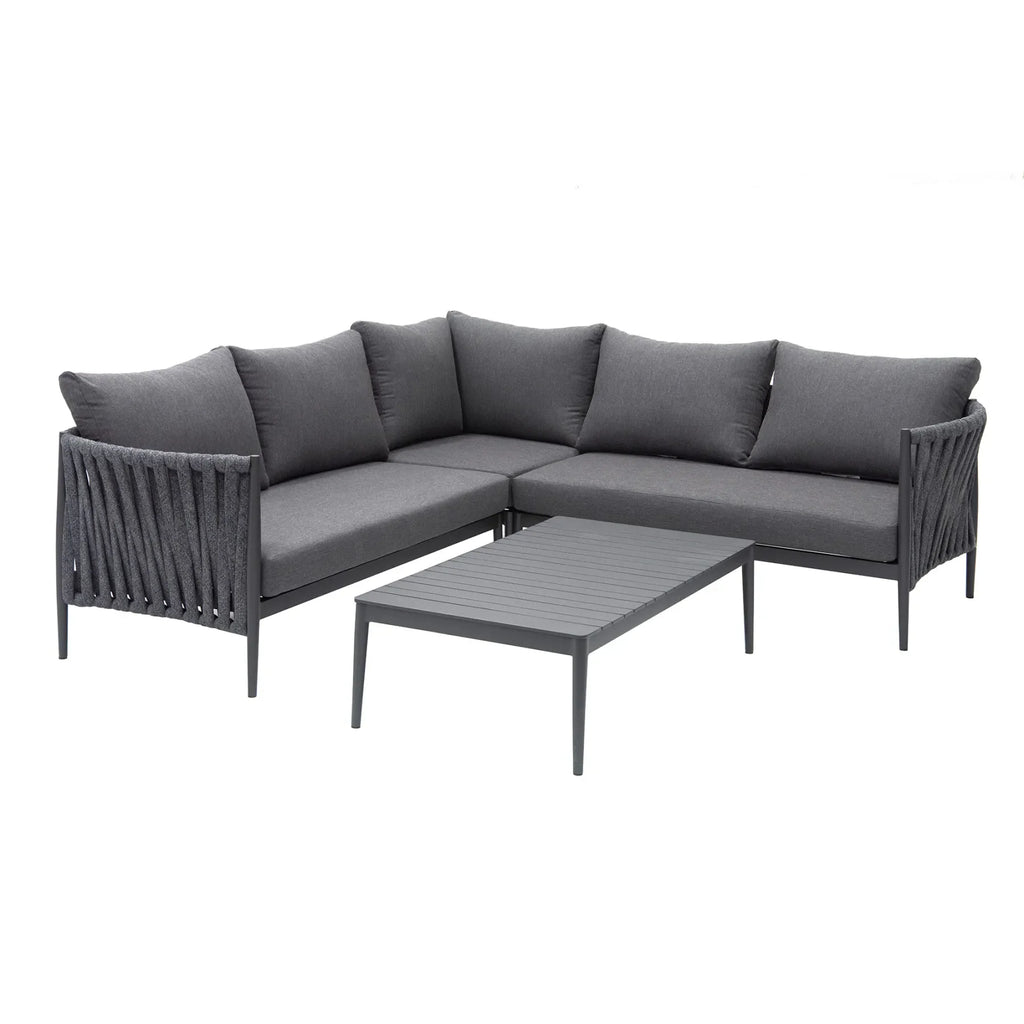 Virasat Outdoor Garden Balcony Sofa Set 5 Seater and 1 Center Table Set, Braid & Rope (Dark Grey)-VIRASAT FURNITURE & FURNISHING