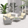 Virasat Outdoor Garden Balcony Sofa Set 2 Seater, 2 Single Seater and 1 Center Table Set, Braid & Rope (Beige + Grey)-VIRASAT FURNITURE & FURNISHING