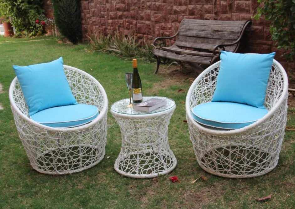 Virasat Outdoor Patio Seating Set 2 Chairs and 1 Table Set (White)-VIRASAT FURNITURE & FURNISHING