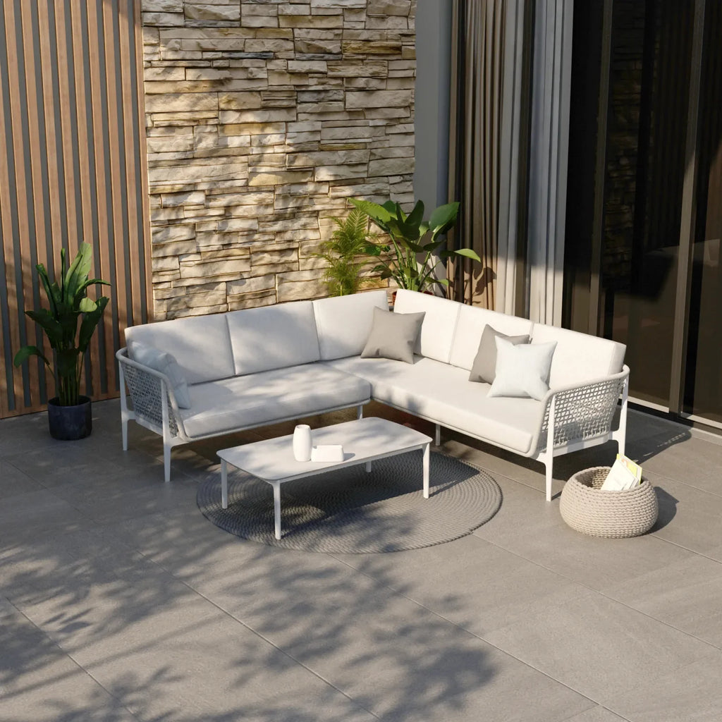 Virasat Outdoor Garden Balcony Sofa Set 5 Seater and 1 Center Table Set, Braided & Rope (Grey)-VIRASAT FURNITURE & FURNISHING
