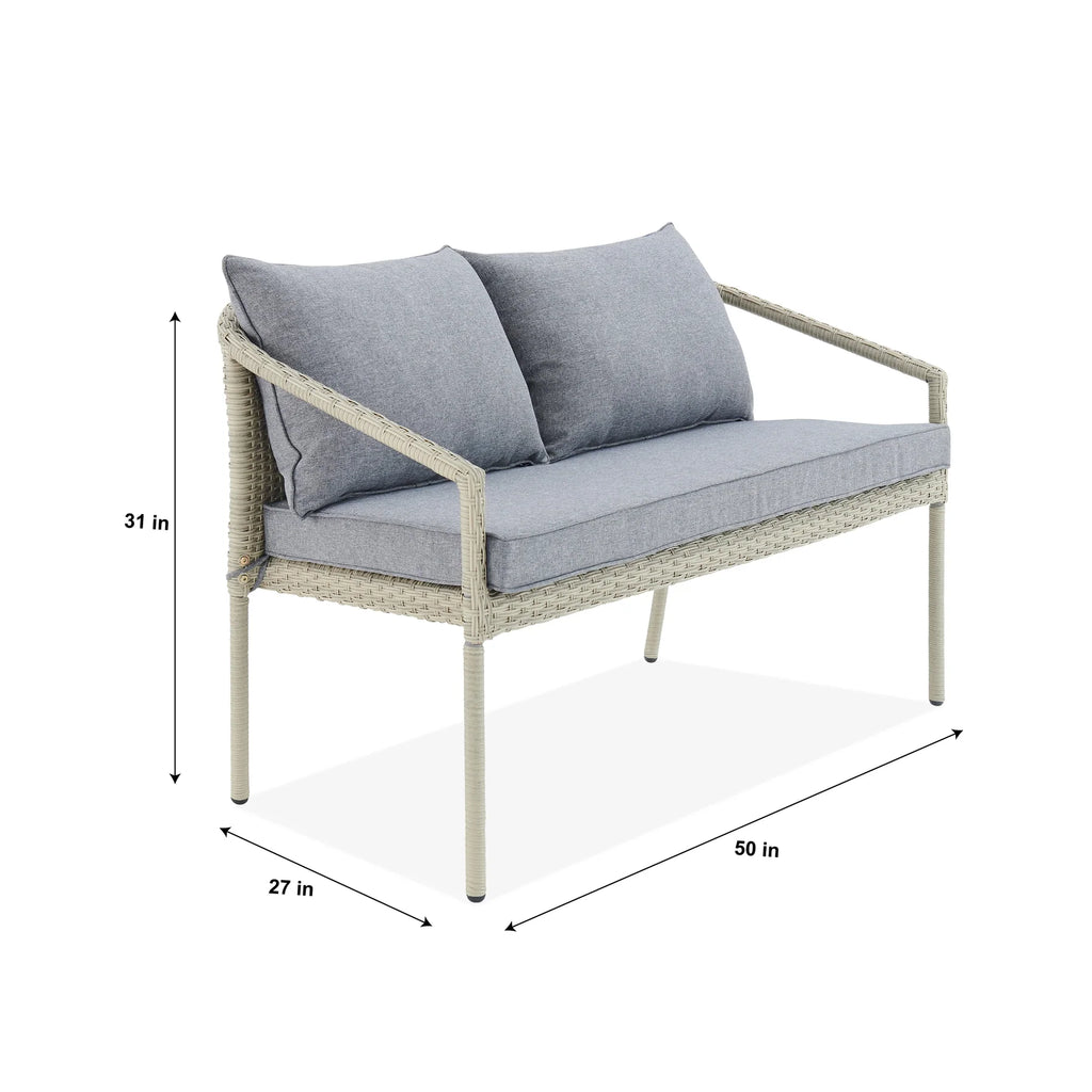Virasat Outdoor Garden Balcony Sofa Set 2 Seater, 2 Single Seater and 1 Center Table Set (Cream)-VIRASAT FURNITURE & FURNISHING