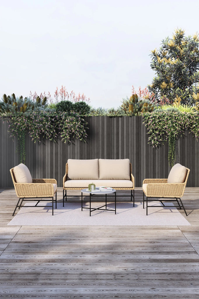 Virasat Outdoor Garden Balcony Sofa Set 2 Seater, 2 Single Seater and 1 Center Table Set (Tan)-VIRASAT FURNITURE & FURNISHING