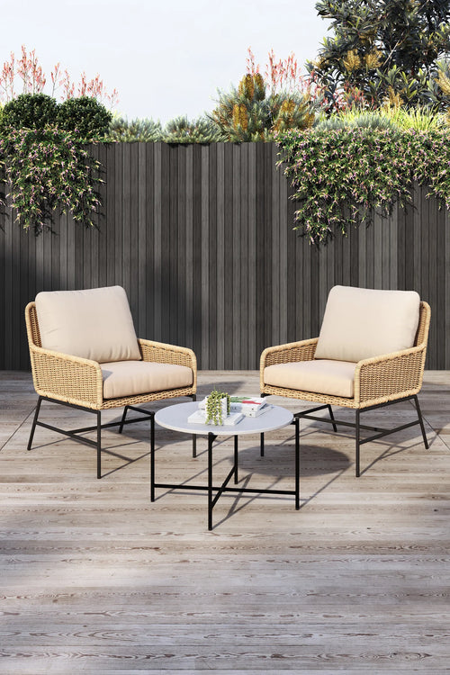 Virasat Outdoor Patio Seating Set 2 Chairs and 1 Table Set (Honey)-VIRASAT FURNITURE & FURNISHING