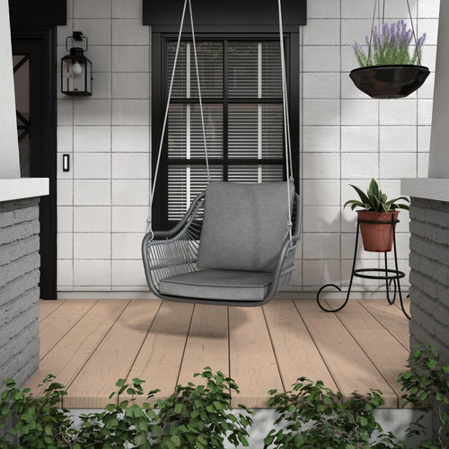 Virasat  Single Seater Hanging Swing Without Stand For Balcony , Garden Swing (Grey)-VIRASAT FURNITURE & FURNISHING