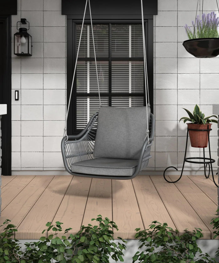Virasat  Single Seater Hanging Swing Without Stand For Balcony , Garden Swing (Grey)-VIRASAT FURNITURE & FURNISHING
