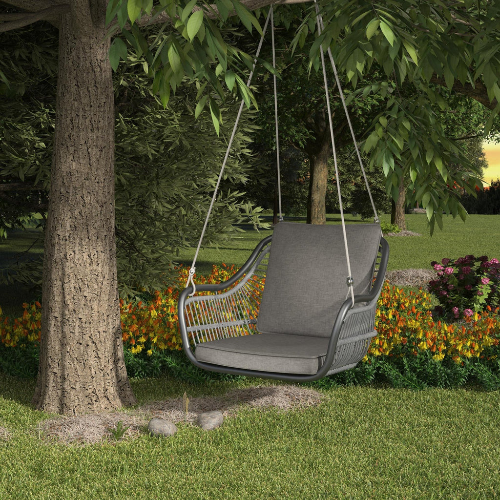 Virasat  Single Seater Hanging Swing Without Stand For Balcony , Garden Swing (Grey)-VIRASAT FURNITURE & FURNISHING