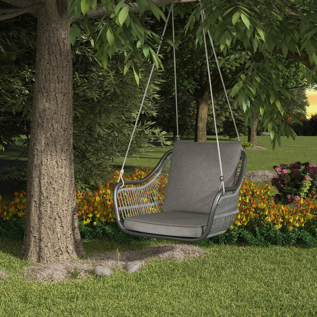 VIRASAT FURNITURE SINGLE SEATER HANGING SWING WITHOUT STAND FOR BALCONY & GARDEN SWING (GREY)