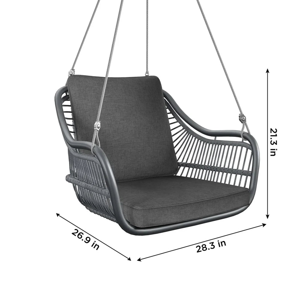VIRASAT FURNITURE SINGLE SEATER HANGING SWING WITHOUT STAND FOR BALCONY & GARDEN SWING (GREY)
