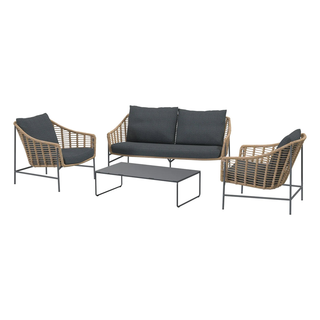 Virasat Livia Outdoor Garden Balcony Sofa Set 2 Seater, 2 Single seater and 1 Center Table Set (Tan)