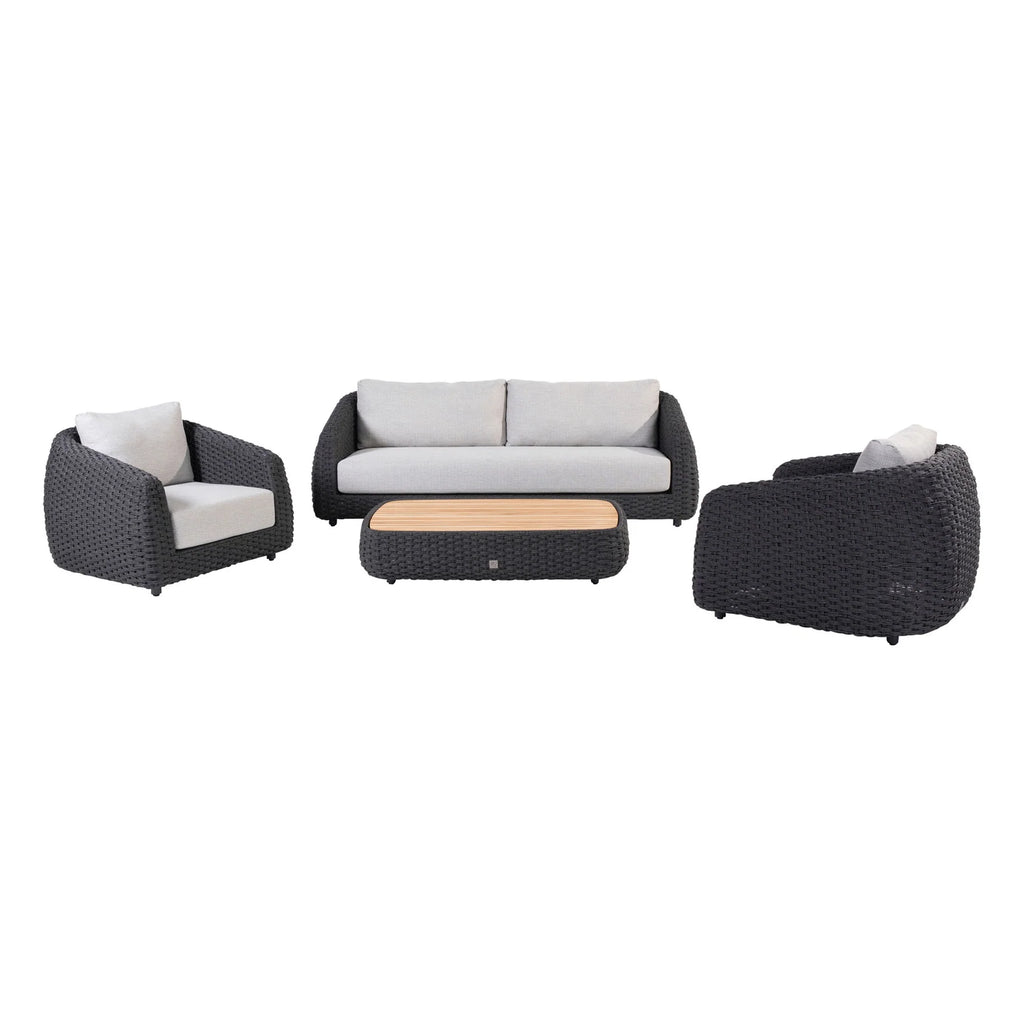 Virasat Outdoor Garden Balcony Sofa Set 2 Seater, 2 Single Seater and 1 Center Table Set, Braid & Rope (Black)-VIRASAT FURNITURE & FURNISHING