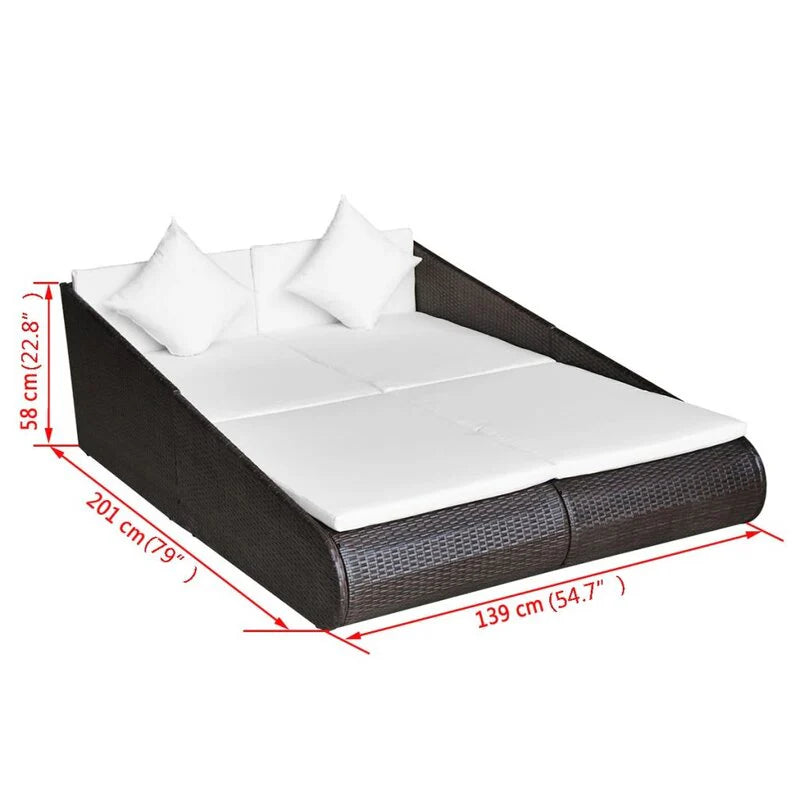 Virasat Outdoor Poolside Sunbed With Cushion Daybed (Black/Brown)-VIRASAT FURNITURE & FURNISHING