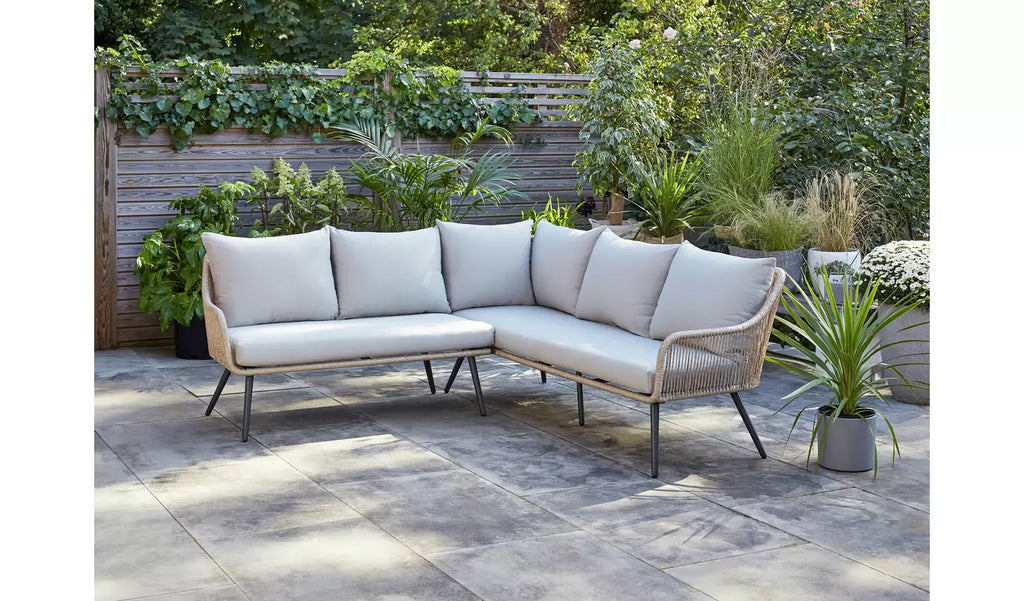Virasat Outdoor Garden Balcony Sofa Set 5 Seater and 1 Center Table With 2 Ottoman Set (Tan)-VIRASAT FURNITURE & FURNISHING