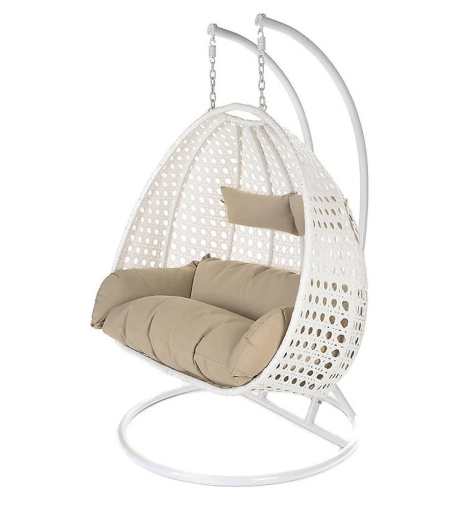 Virasat Double Seater Hanging Swing With Stand For Balcony, Garden Swing (White)-VIRASAT FURNITURE & FURNISHING