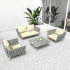 Virasat Outdoor Garden Balcony Sofa Set 2 Seater, 2 Single Seater and 1 Center Table Set, Braid & Rope (Beige + Grey)-VIRASAT FURNITURE & FURNISHING
