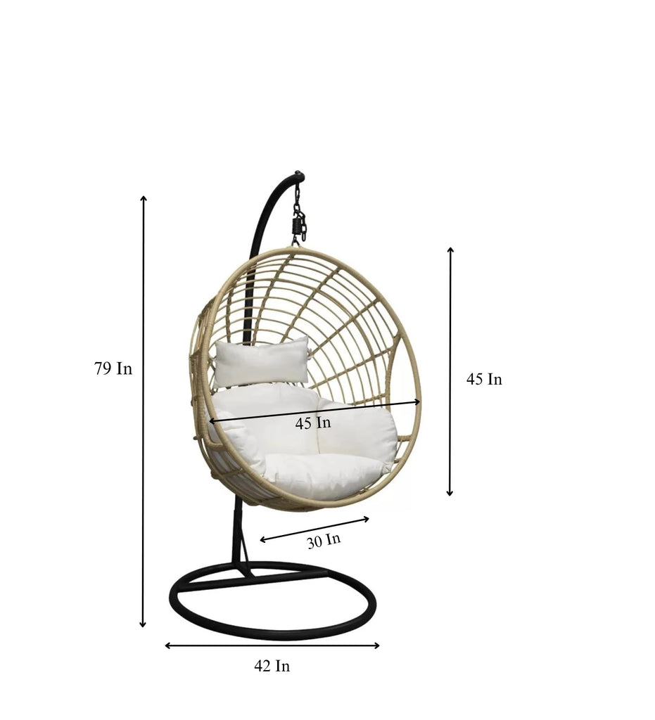 Virasat Single Seater Hanging Swing With Stand For Balcony, Garden Swing (Gold)-VIRASAT FURNITURE & FURNISHING
