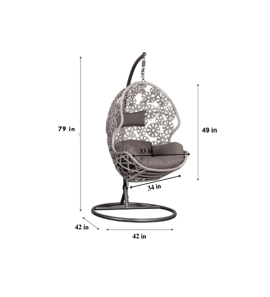 Virasat Single Seater Hanging Swing With Stand For Balcony , Garden (Brown) Braided & Rope-VIRASAT FURNITURE & FURNISHING
