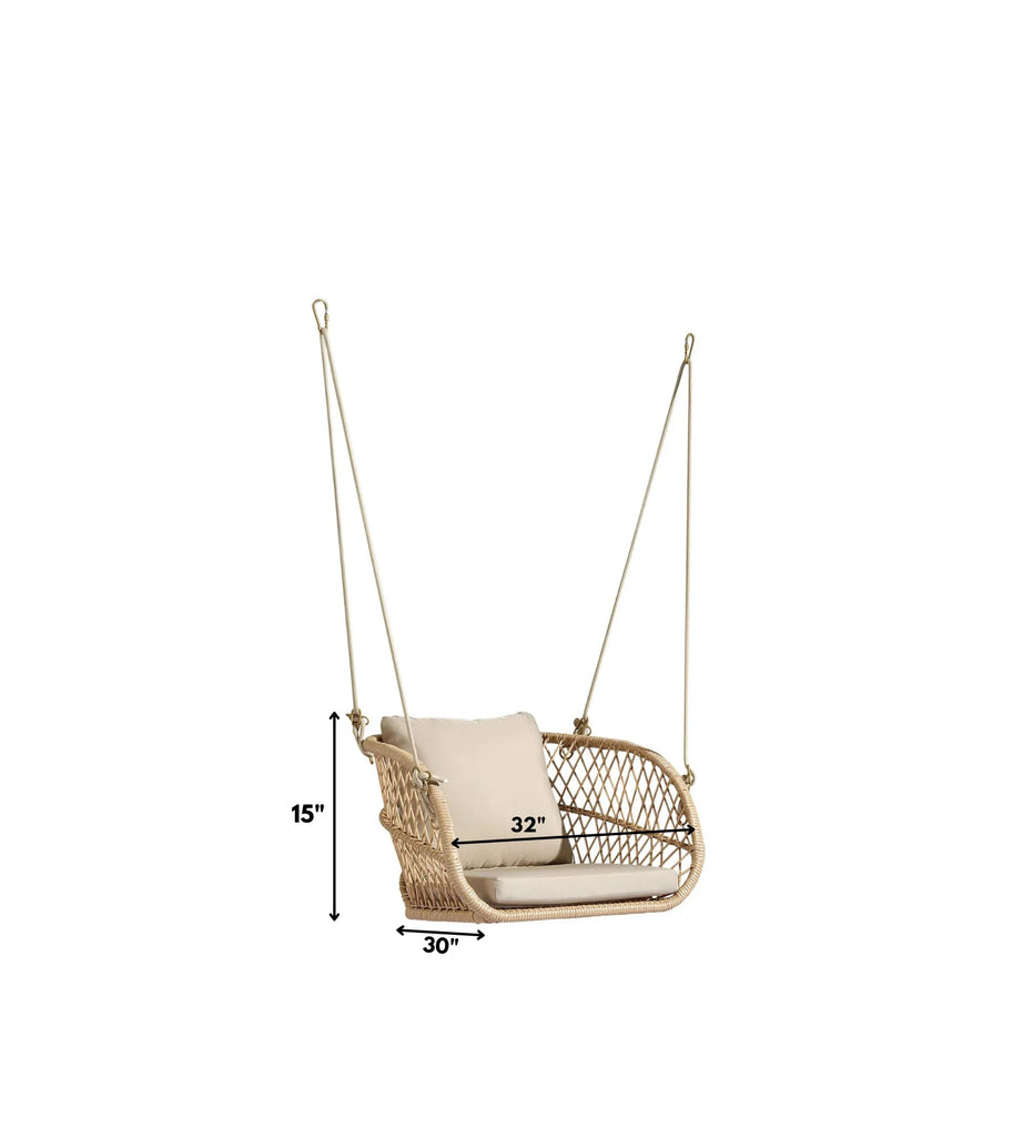 Virasat Single Seater Hanging Swing Without Stand For Balcony, Garden Swing (Honey)-VIRASAT FURNITURE & FURNISHING
