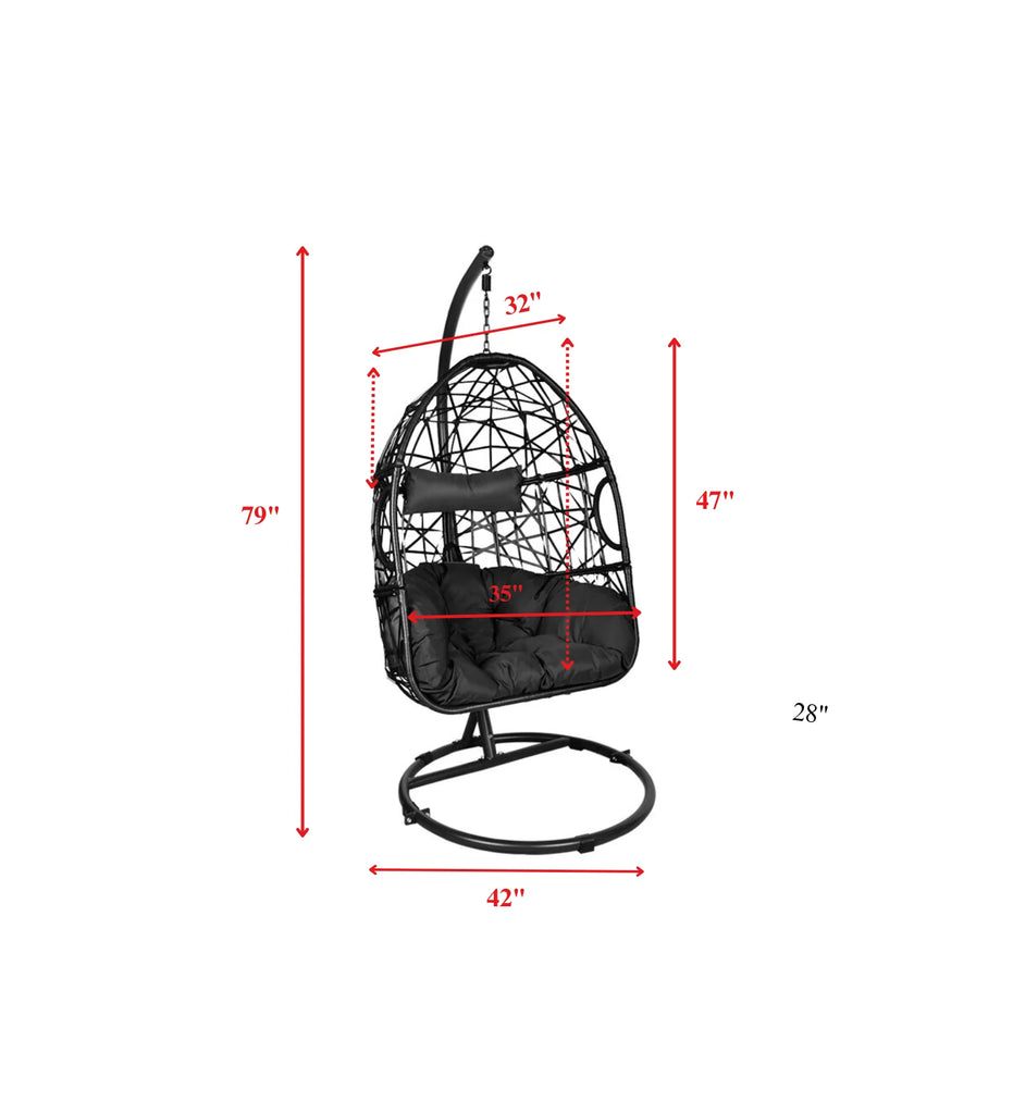 Virasat Single Seater Hanging Swing With Stand For Balcony , Garden Swing (Black)-VIRASAT FURNITURE & FURNISHING