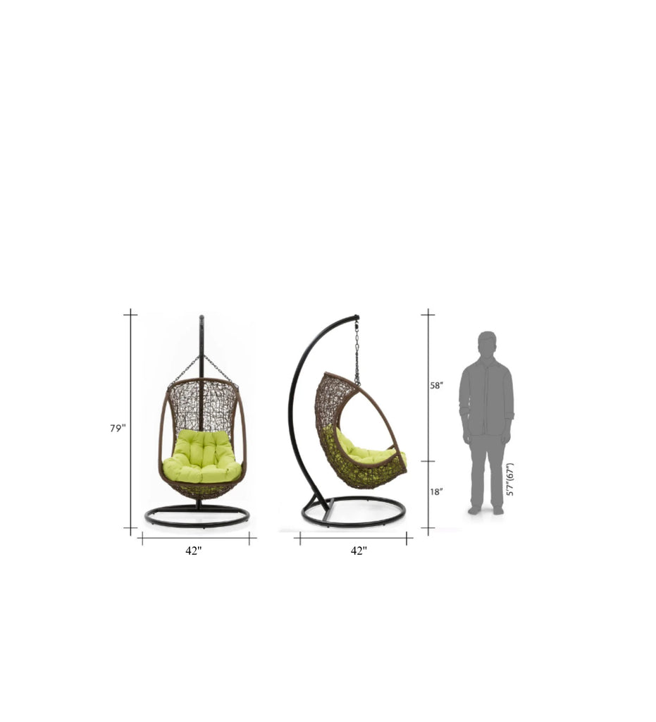 Virasat Single Seater Hanging Swing With Stand For Balcony, Garden Swing (Dark Brown)-VIRASAT FURNITURE & FURNISHING
