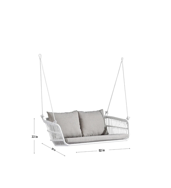 Virasat Jack Double Seater Hanging Swing Without Stand For Balcony , Garden Swing (White)