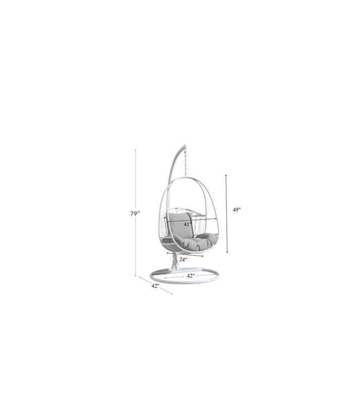 Virasat Olivia Single Seater Hanging Swing With Stand For Balcony , Garden (White)