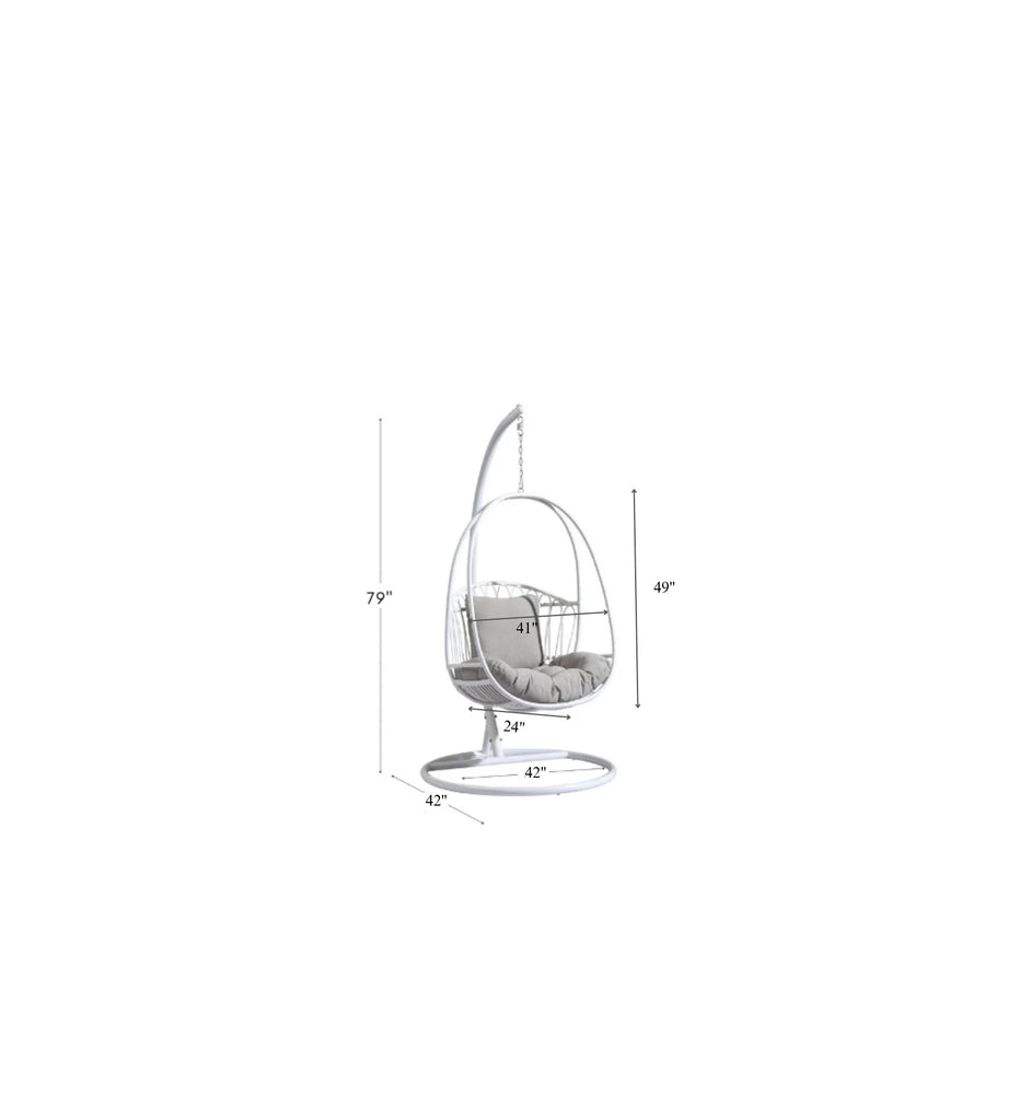 Virasat Single Seater Hanging Swing With Stand For Balcony, Garden (White)-VIRASAT FURNITURE & FURNISHING