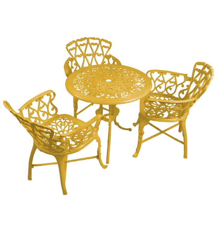 Virasat Zina Cast Aluminium Garden Patio Seating 3 Chair and 1 Table Set