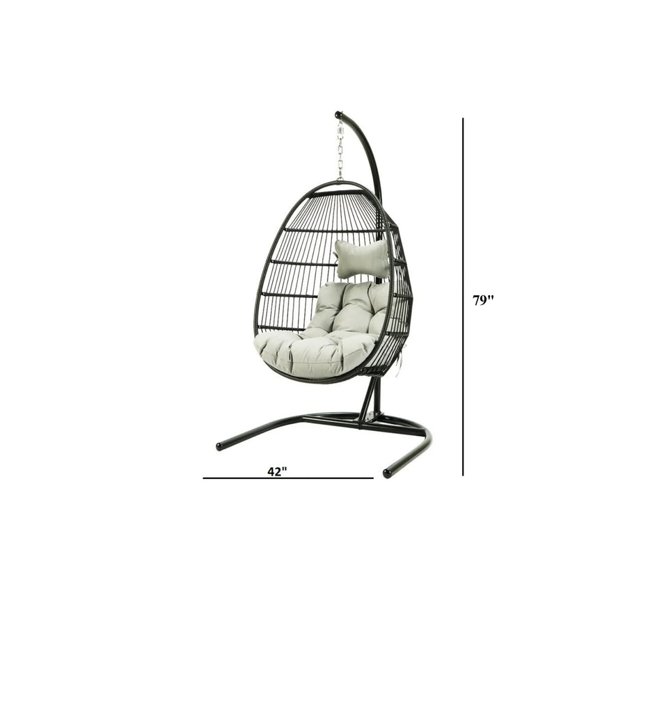 Virasat Single Seater Hanging Swing With Stand For Balcony , Garden Swing (Black)-VIRASAT FURNITURE & FURNISHING