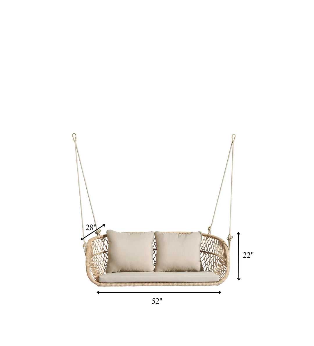 Virasat Lieu Double Seater Hanging Swing Without Stand For Balcony , Garden Swing (Honey)