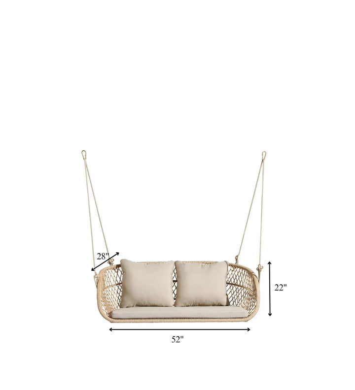 Virasat Lieu Double Seater Hanging Swing Without Stand For Balcony , Garden Swing (Honey)