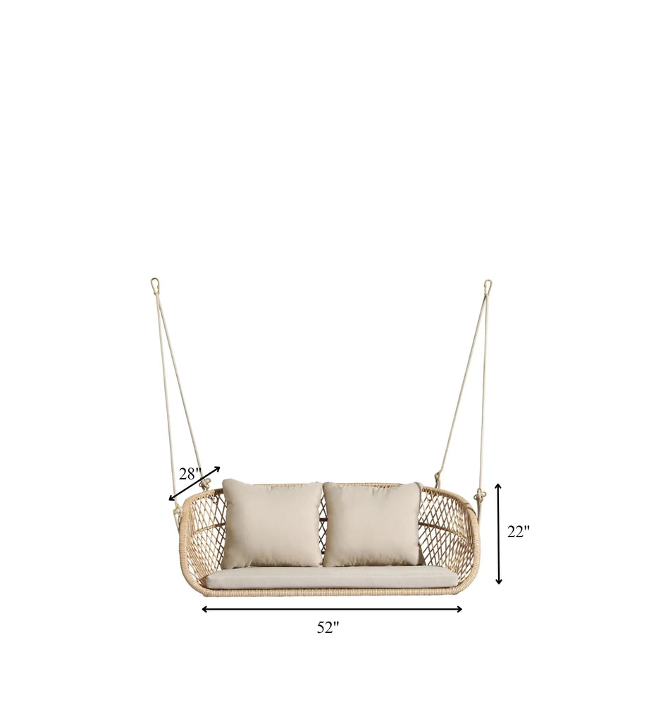Virasat Double Seater Hanging Swing Without Stand For Balcony, Garden Swing (Honey)-VIRASAT FURNITURE & FURNISHING
